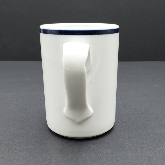 Dansk Bistro Christianshavn Blue Mugs White Porcelain Mugs with a Blue Band - Picture 9 of 9